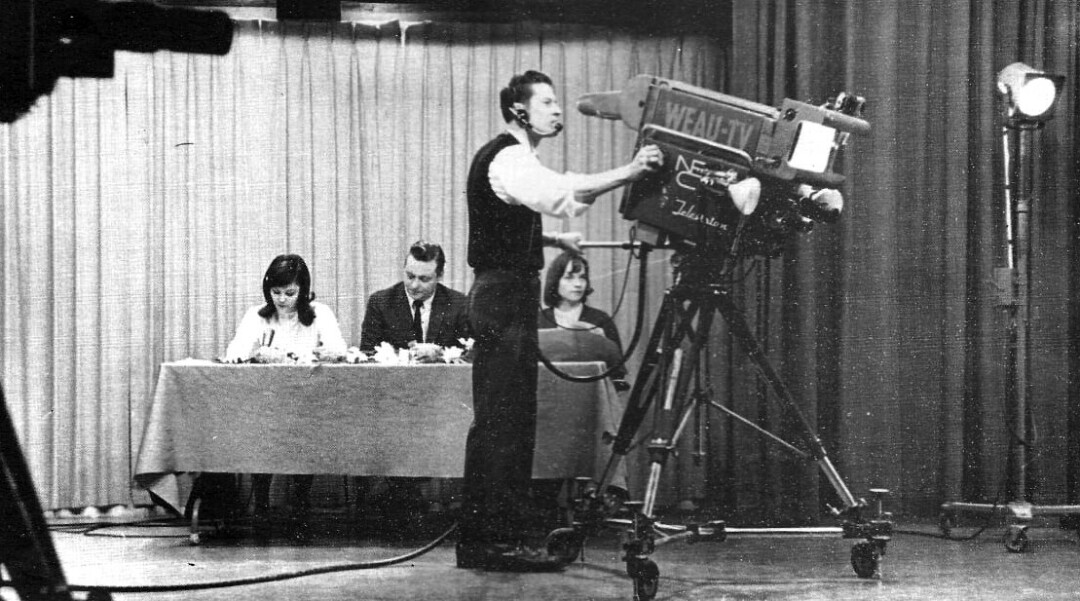 TUNE IN. An undated photo inside the WEAU-TV studio. (Photo courtesy Luc Anthony)